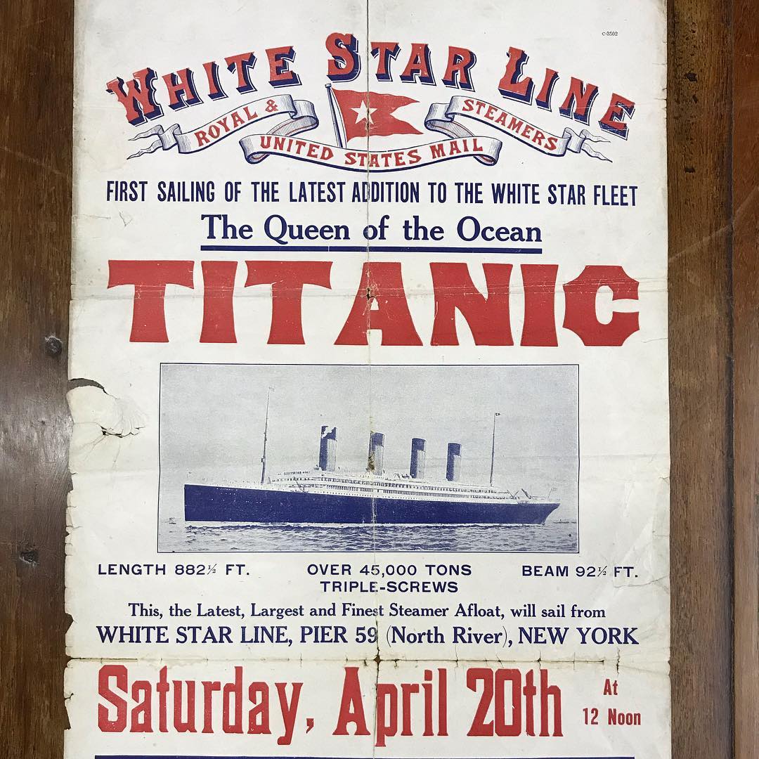 Постер с рекламой обратного рейса "Титаника" из Нью-Йорка в Европу